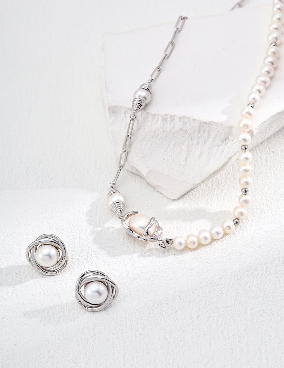 925 Sterling Silver Natural Pearl Earrings, product view 10