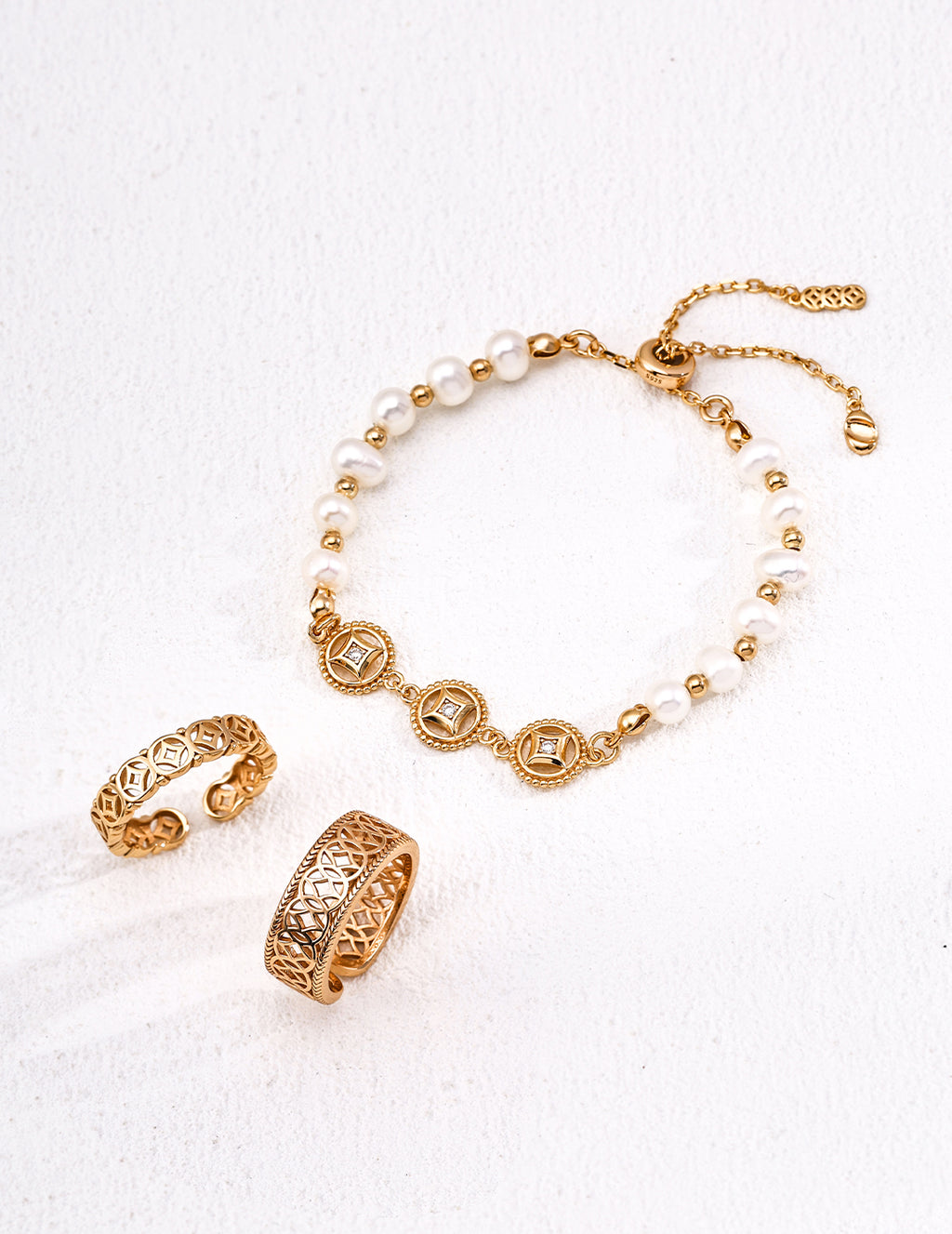 925 Sterling Silver Golden Rutilated Quartz Pearl Bracelet, product view 7