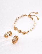 925 Sterling Silver Golden Rutilated Quartz Pearl Bracelet, product view 7