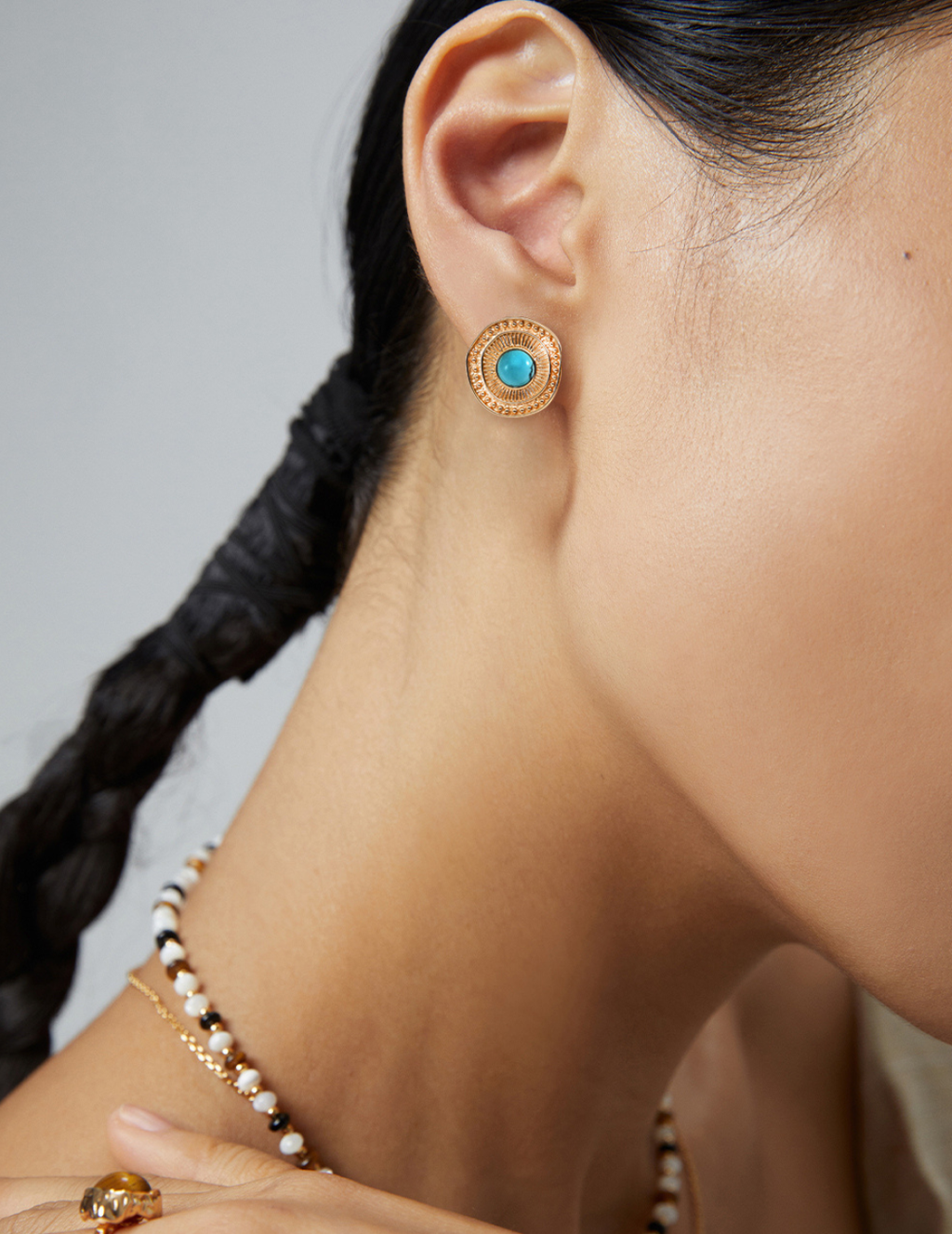 925 sterling silver stud earrings, side view