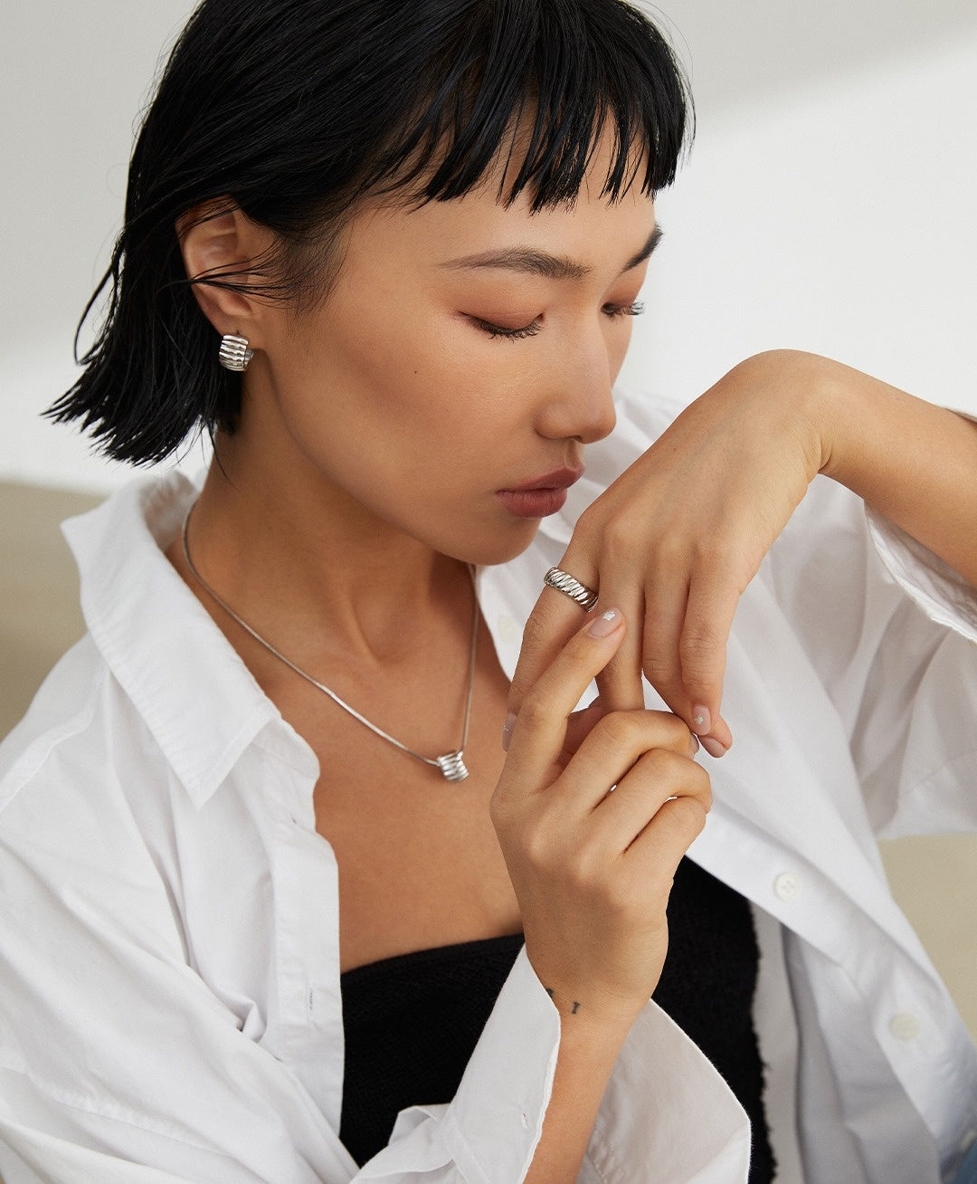 925 Sterling Silver Layered Chain Necklace, product view 9
