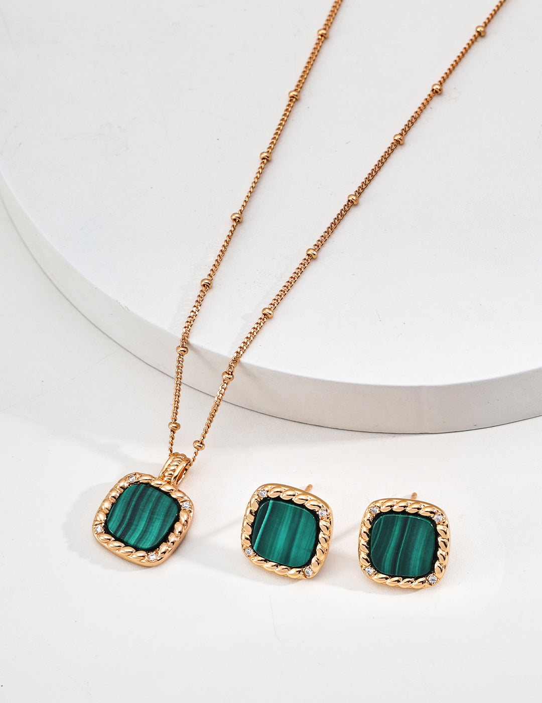 925 Sterling Silver Malachite and Cubic Zirconia Earrings, product view 7