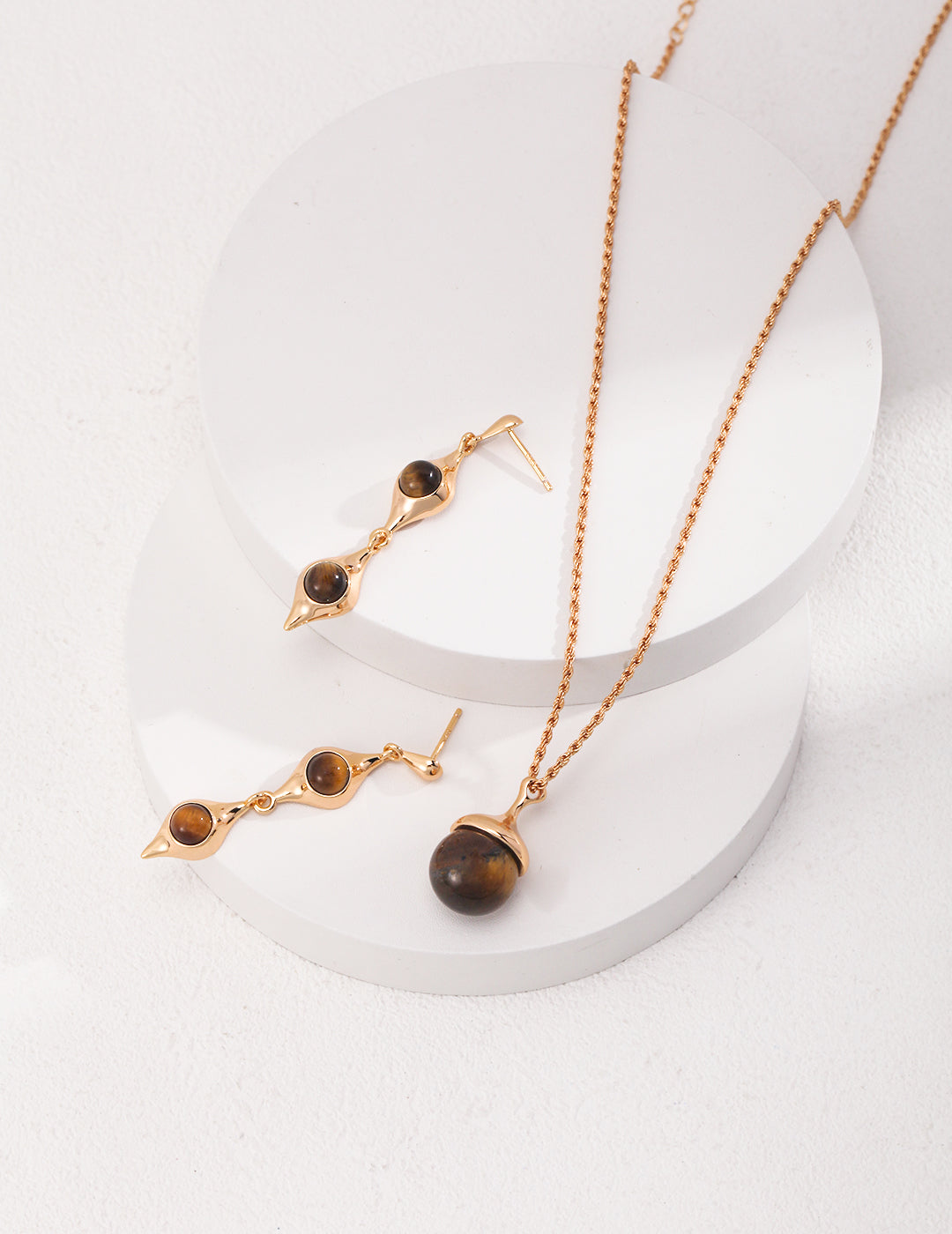925 Sterling Silver Tiger’s Eye and Shell Pearl Necklace, product view 9