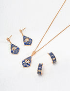 925 Sterling Silver Blue Enamel Cubic Zirconia Earrings in blue enamel and vintage gold, product view 9