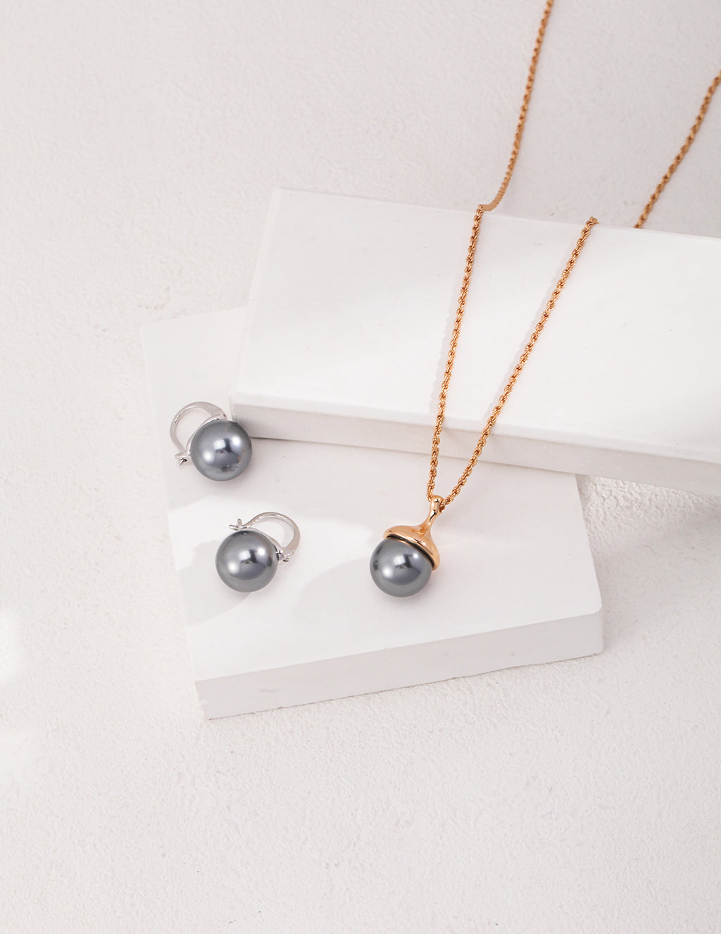 925 Sterling Silver Tiger’s Eye and Shell Pearl Necklace, product view 7