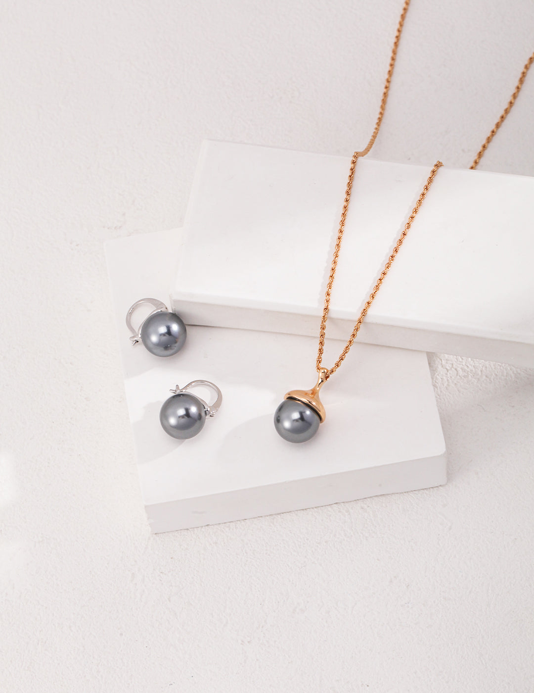 925 Sterling Silver Tiger’s Eye and Shell Pearl Necklace, product view 7