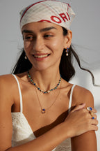 925 Sterling Silver Lapis Lazuli Half-Moon Pendant Necklace