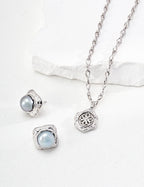 925 Sterling Silver Pearl Grey-White Pearl Earrings, product view 7