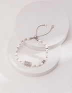 925 Sterling Silver Natural Pearl, Mother of Pearl and Black Agate Bracelet, product view 9