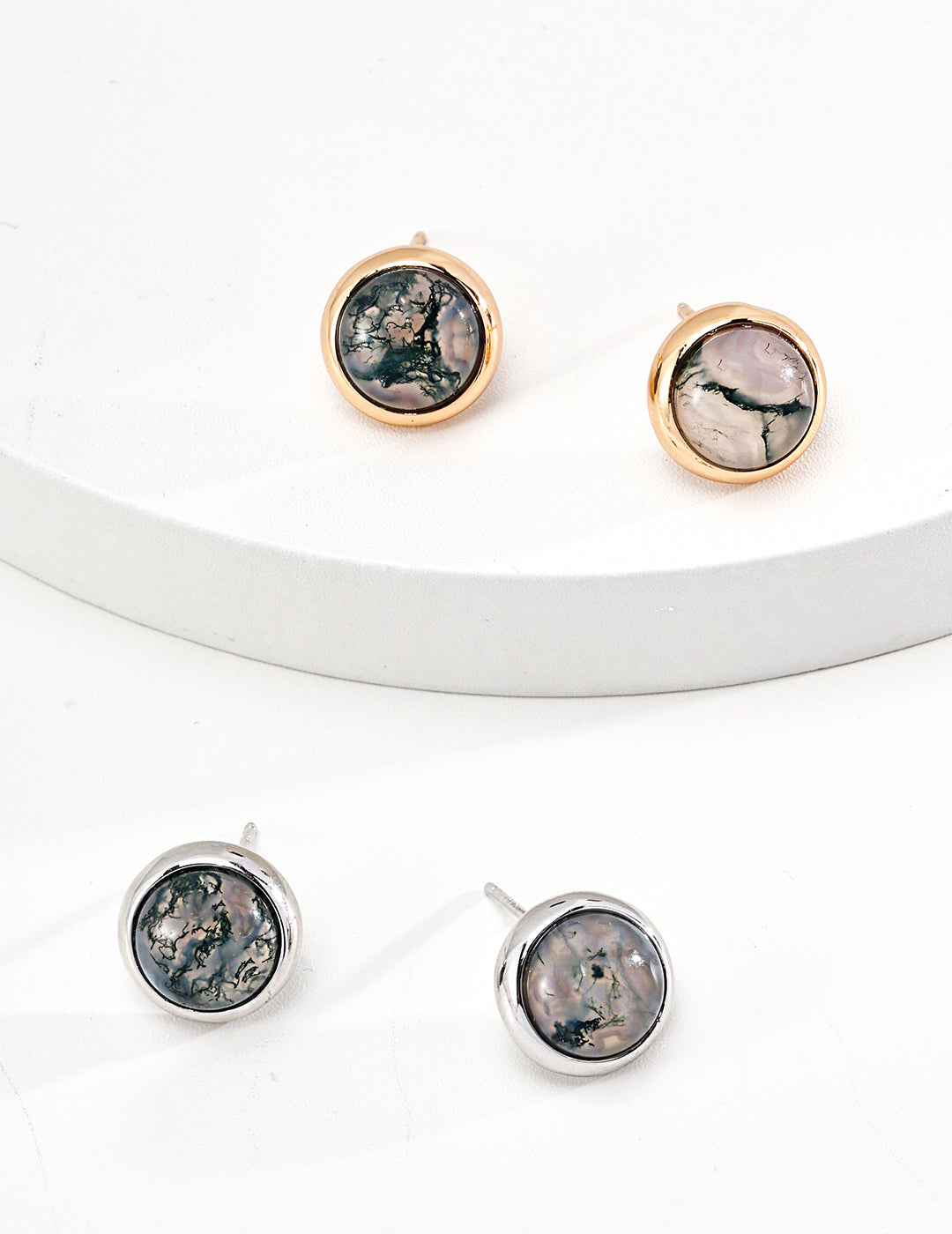 925 Sterling Silver Moss Agate Earrings, product view 7