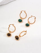 925 Sterling Silver Tiger’s Eye and Malachite Earrings, product view 13