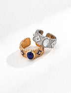 925 Sterling Silver Vintage Lapis Lazuli, Mother of Pearl and Blue Enamel Ring, product view 11