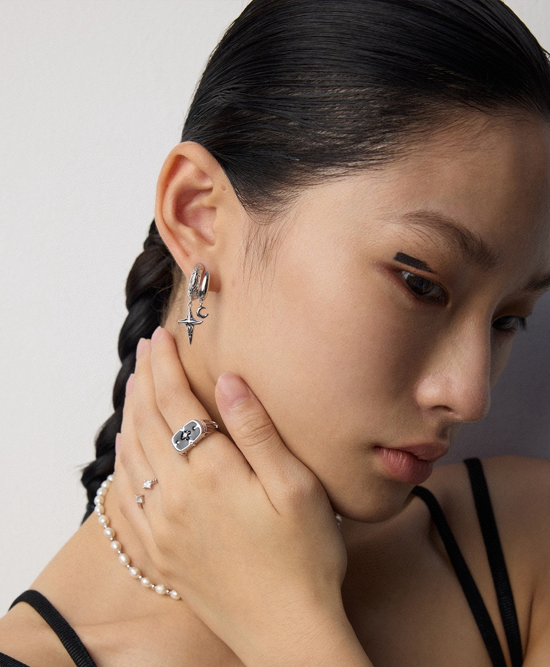 925 Sterling Silver Celestial Star Drop Earrings, product view 12