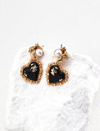 925 Sterling Silver Vintage Agate and Natural Pearl Earrings, additional product view