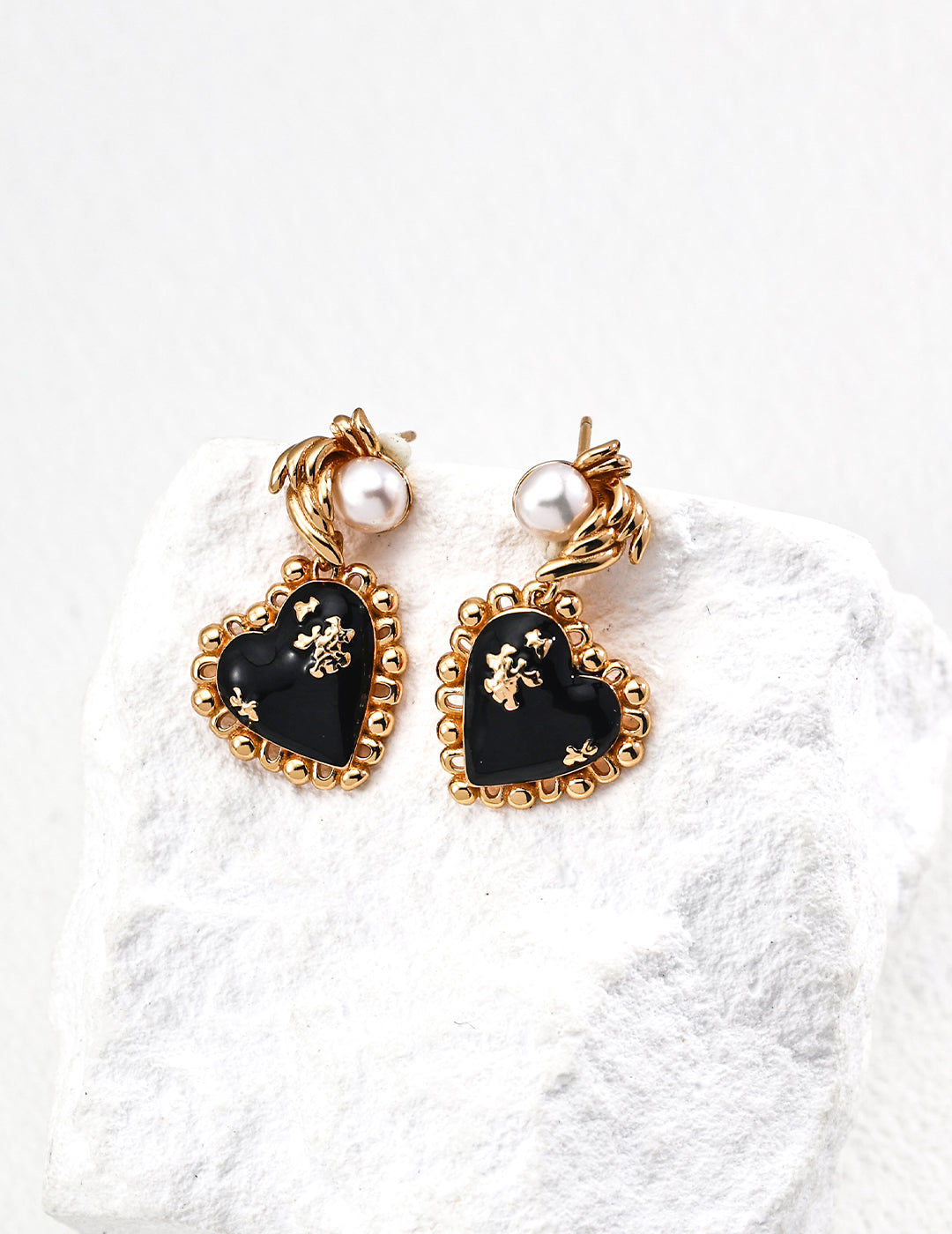 925 Sterling Silver Vintage Agate and Natural Pearl Earrings, additional product view