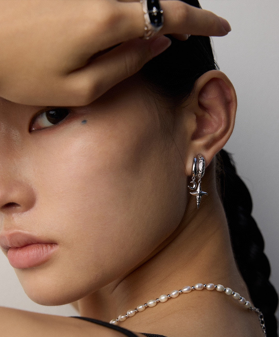 925 Sterling Silver Celestial Star Drop Earrings, product view 14