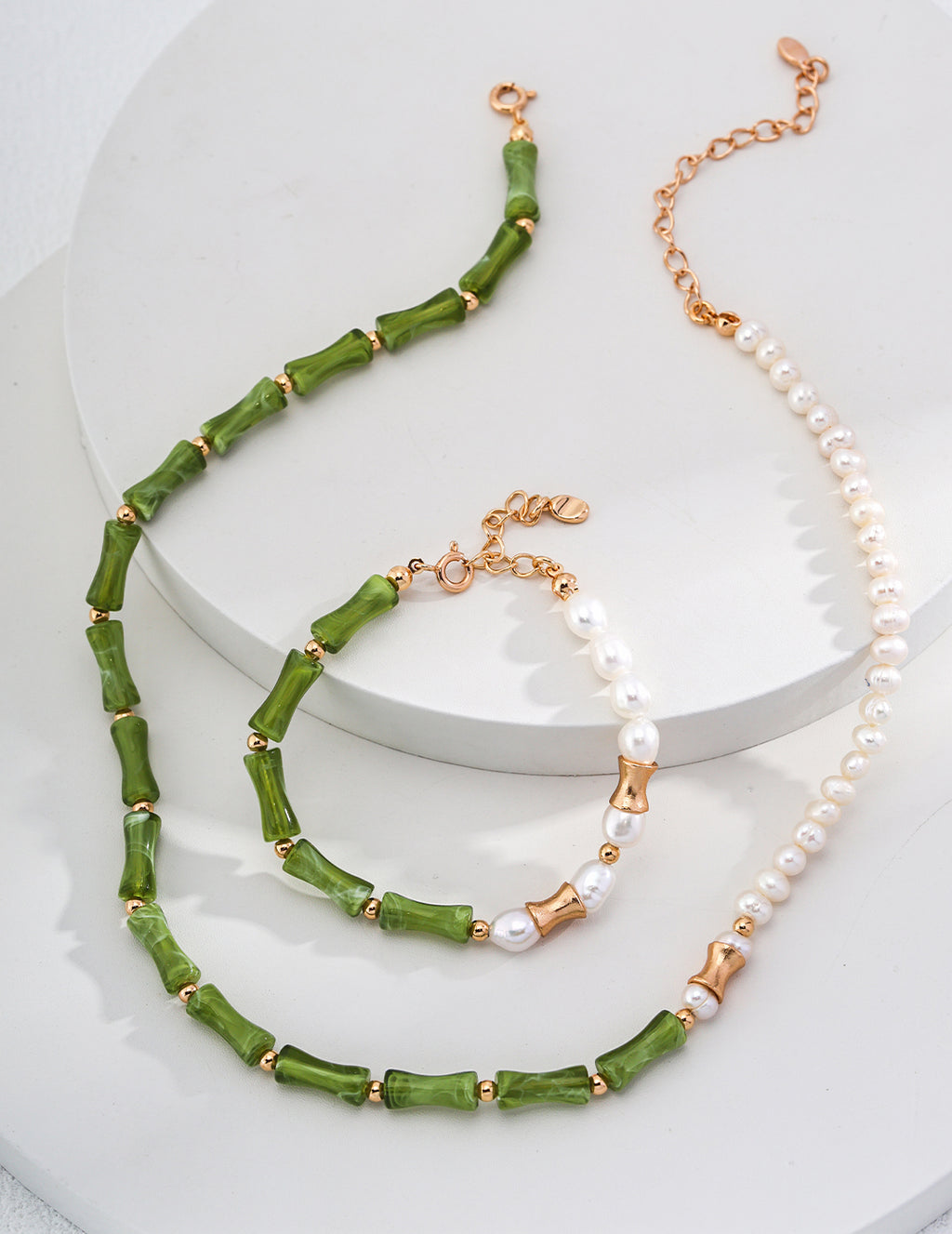 925 Sterling Silver Resin Stone and Natural Pearl Necklace, product view 8
