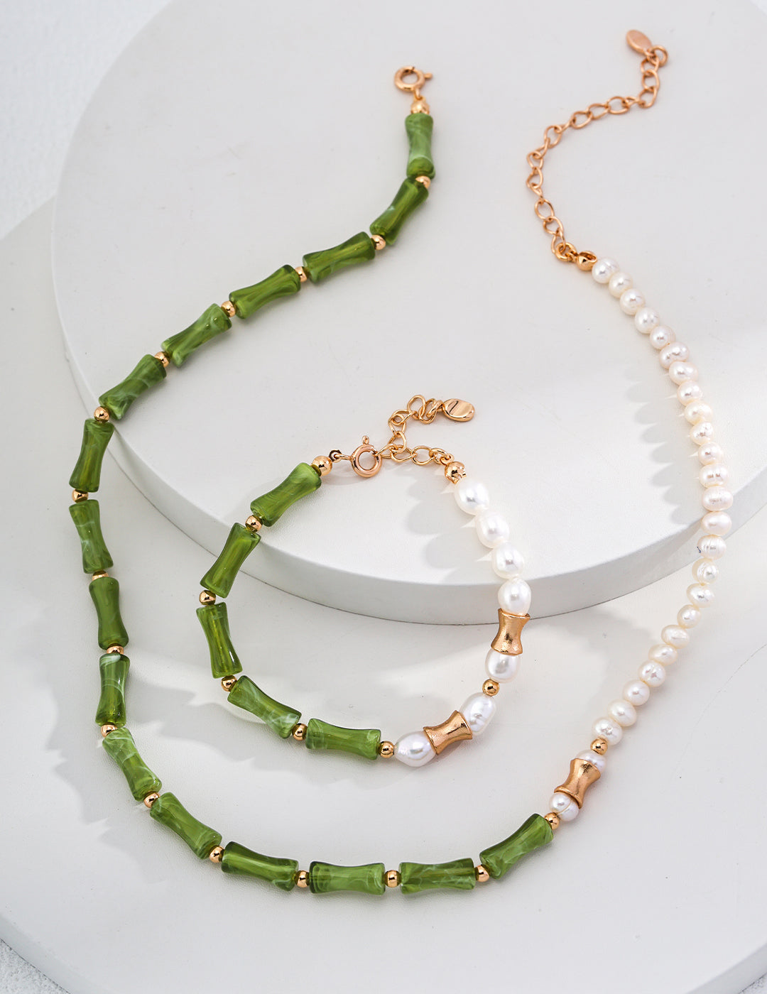 925 Sterling Silver Resin Stone and Natural Pearl Necklace, product view 8