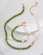 925 Sterling Silver Resin Stone and Natural Pearl Necklace, product view 8