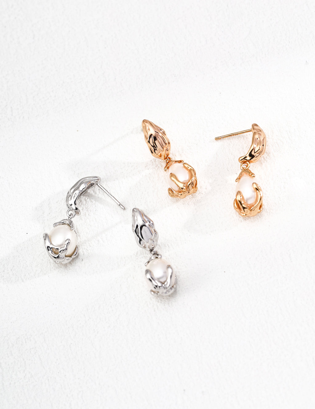 925 Sterling Silver Fluid Natural Pearl Earrings, product view 7