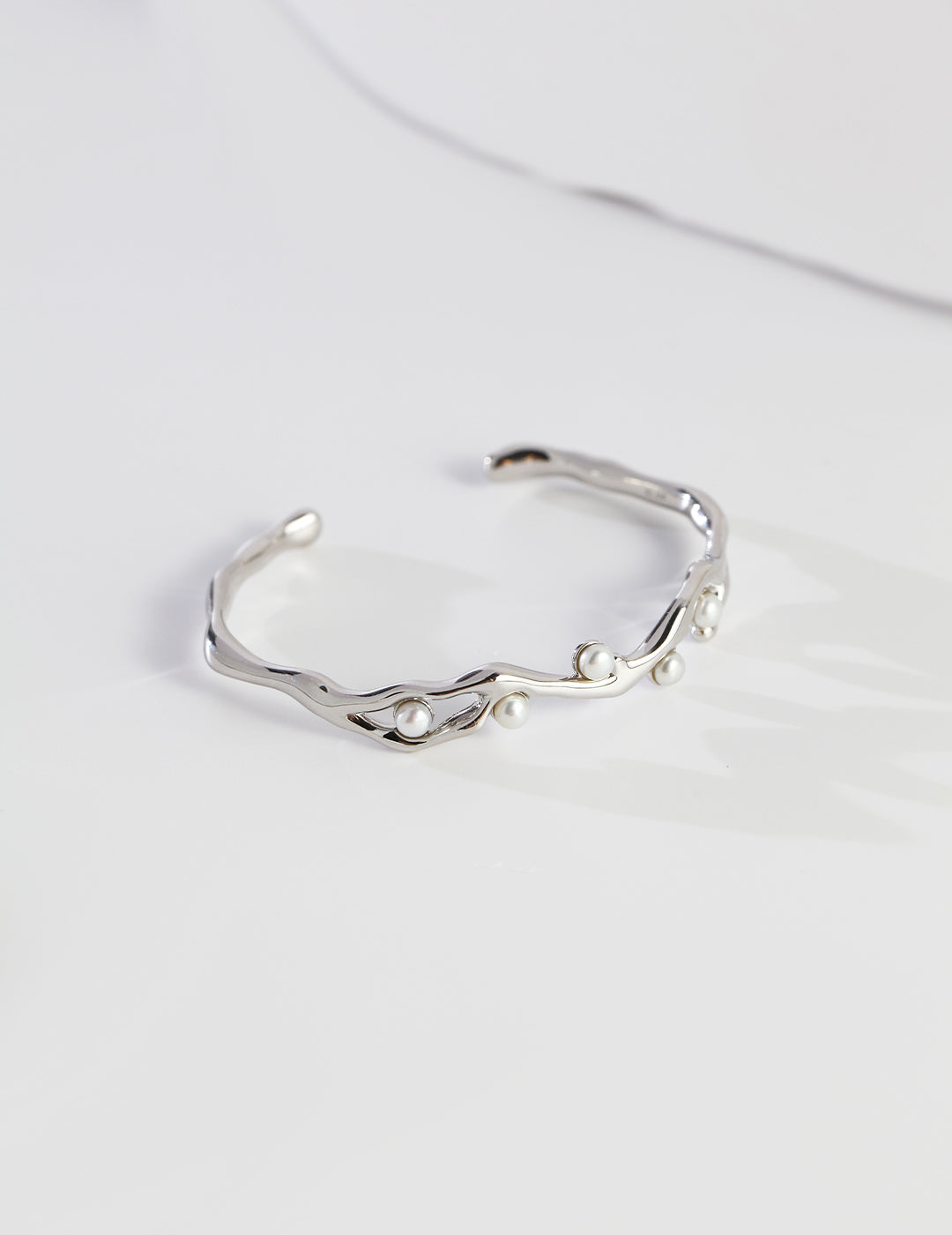 925 Sterling Silver Natural Pearl Bangle, product view 12