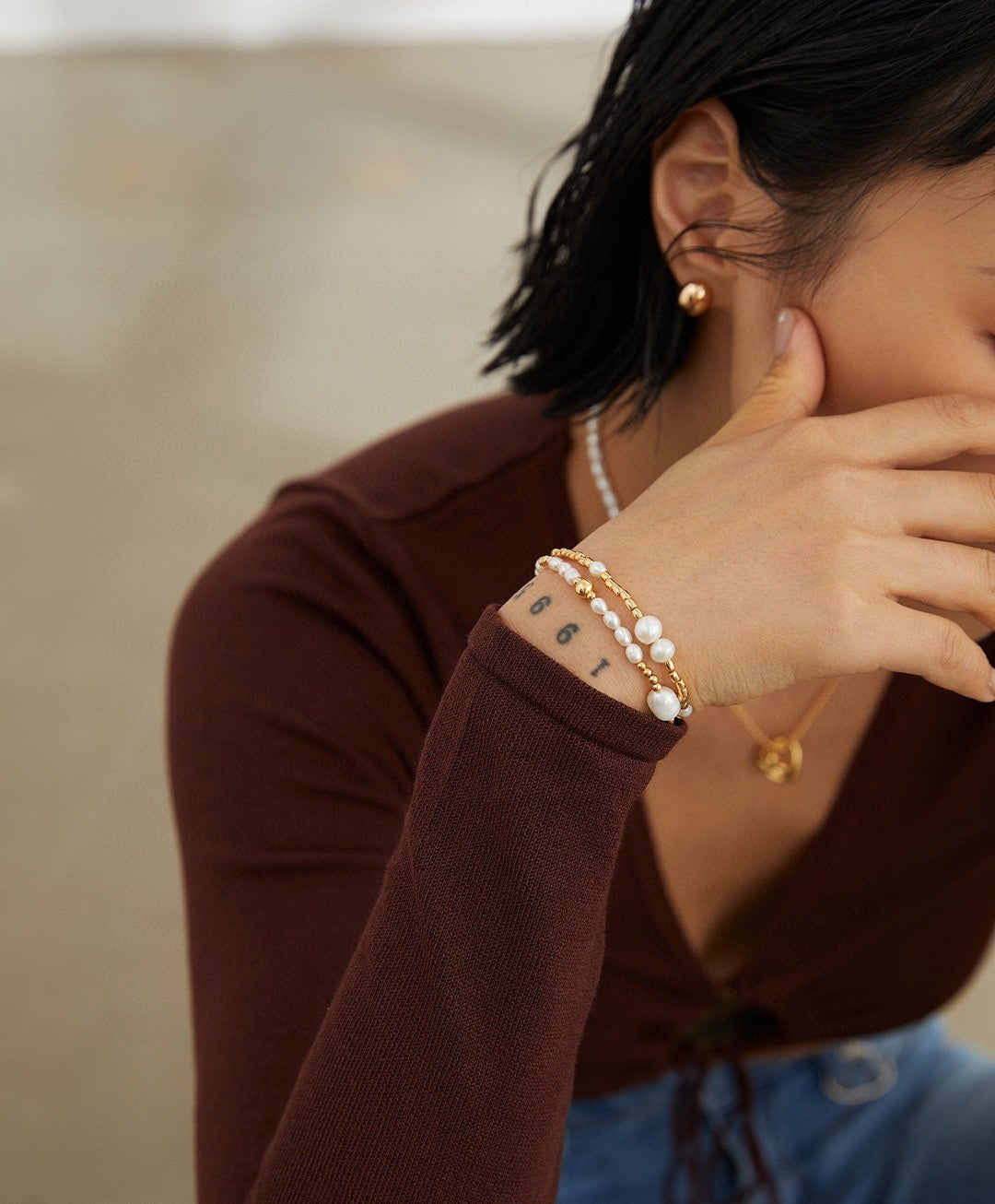 925 Sterling Silver Natural Pearl Bracelet, product view 8