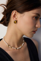 925 Sterling Silver Star Black Agate and Natural Pearl Necklace, product view 8