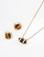 925 Sterling Silver Natural Tiger’s Eye Earrings, product view 7