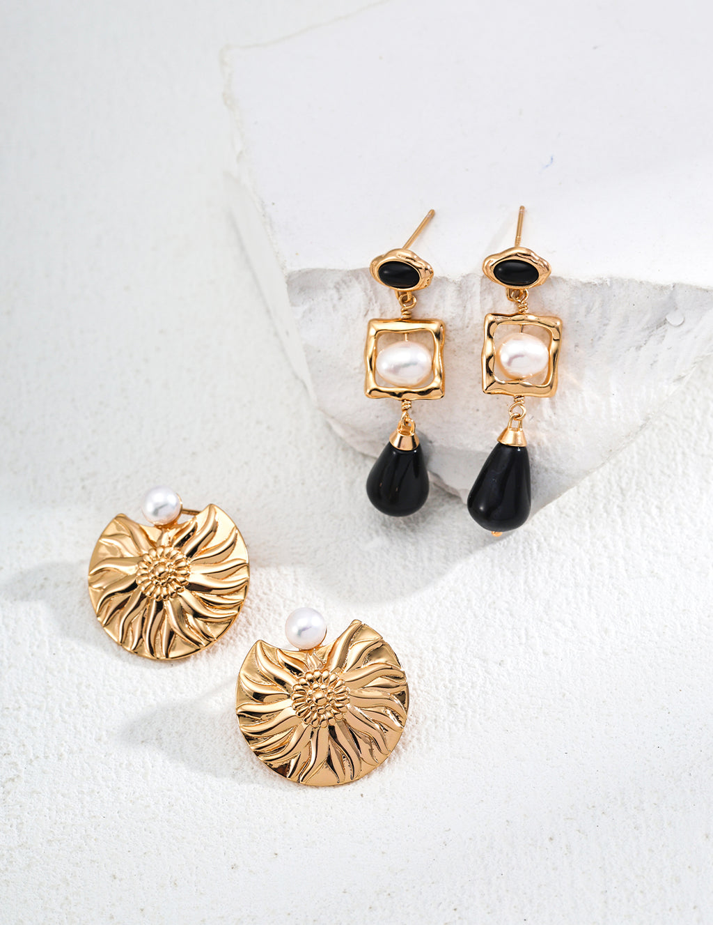 925 Sterling Silver Floral Natural Pearl Earrings, product view 7