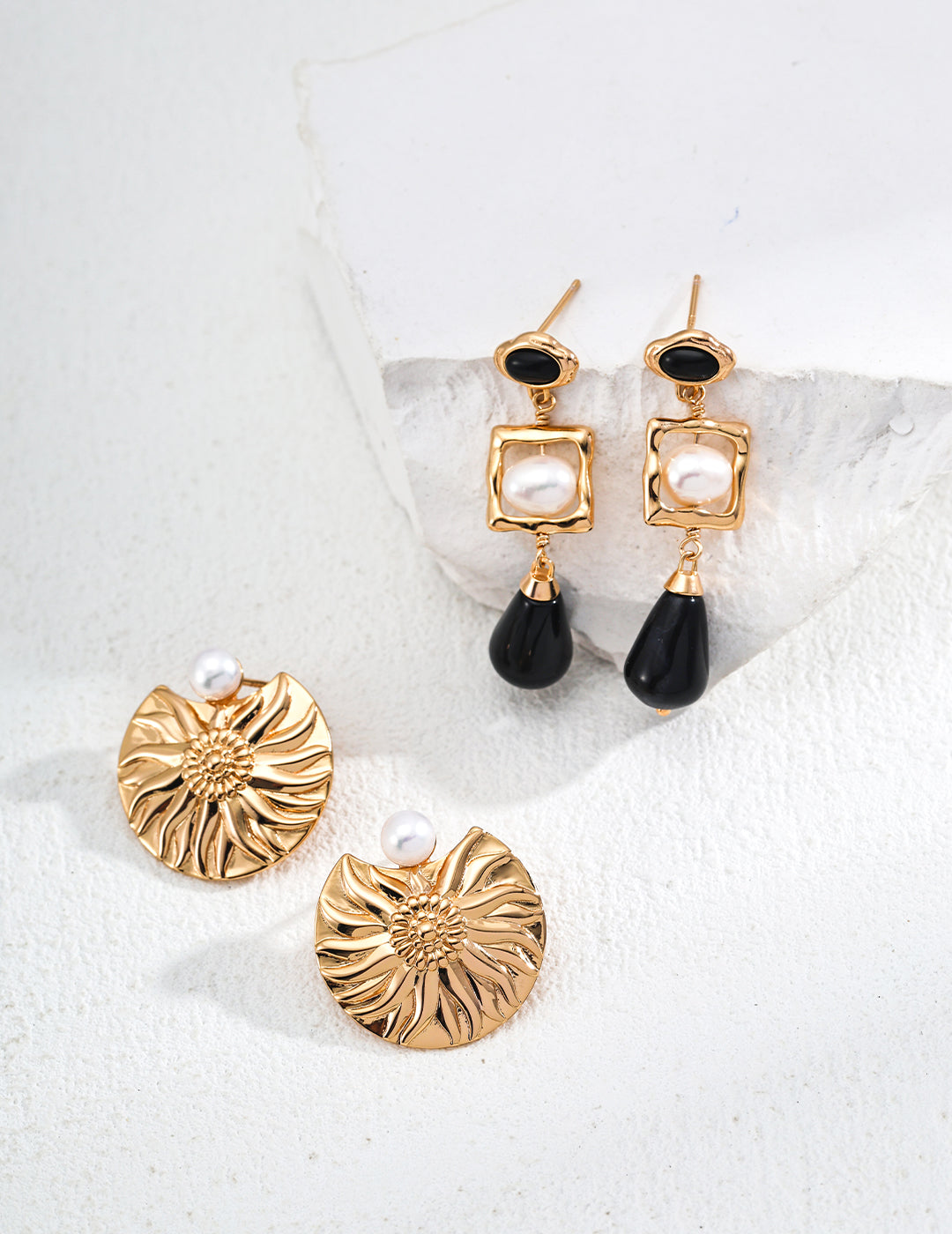 925 Sterling Silver Floral Natural Pearl Earrings, product view 7