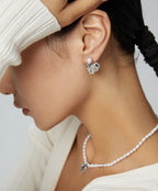 925 Sterling Silver Heart Natural Pearl Earrings, product view 7