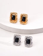 925 Sterling Silver Vintage Black Enamel Earrings, product view 7