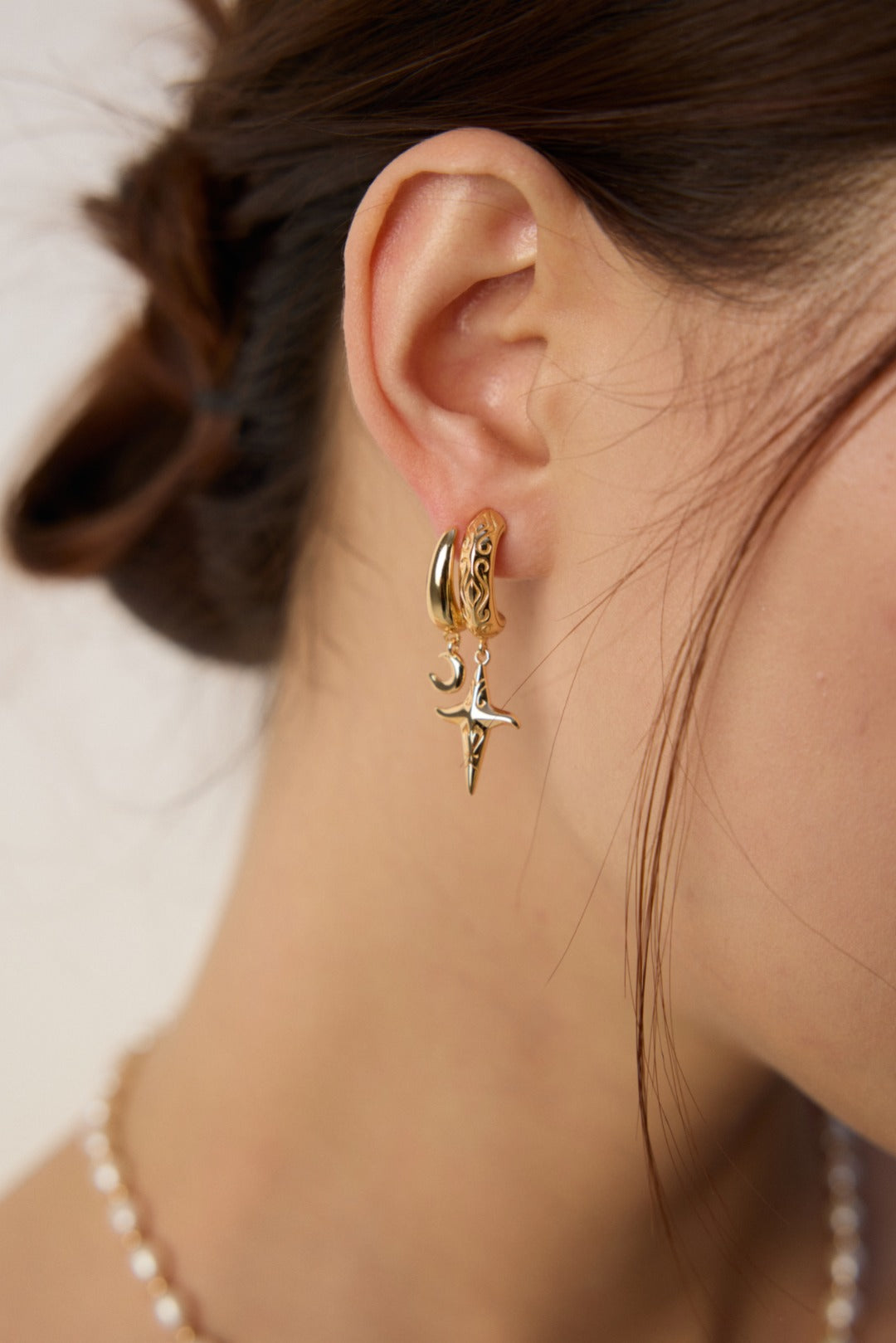925 Sterling Silver Celestial Star Drop Earrings, product view 8