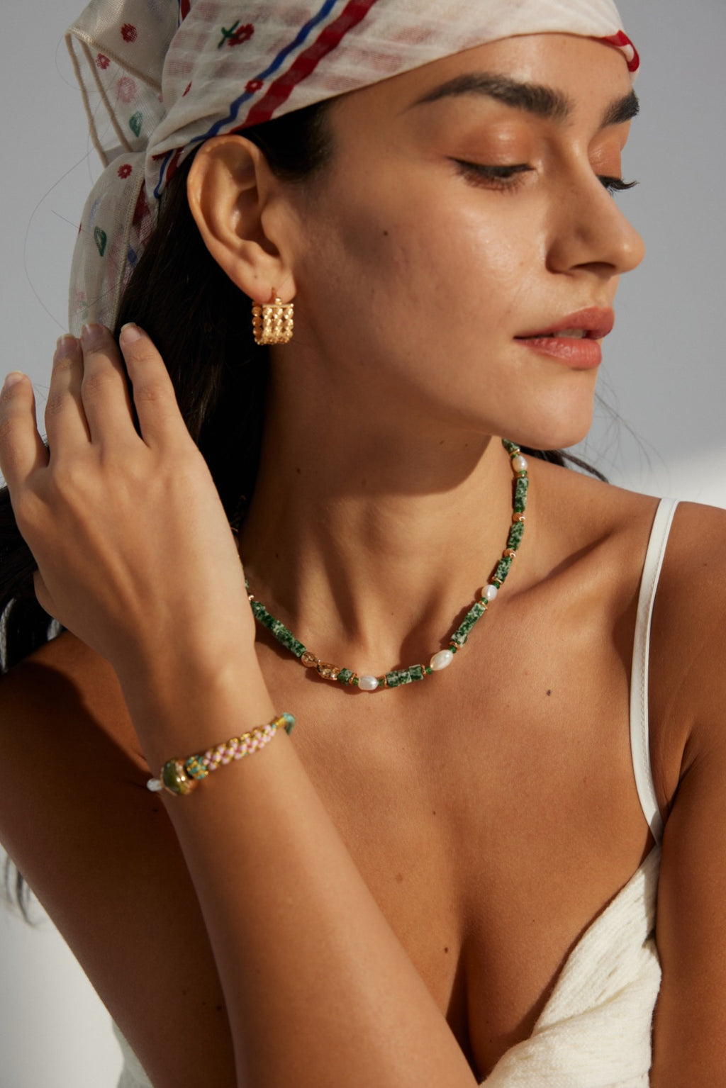 925 Sterling Silver Variscite and Natural Pearl Bracelet, product view 9