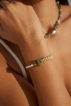 925 Sterling Silver Variscite and Natural Pearl Bracelet, product view 7
