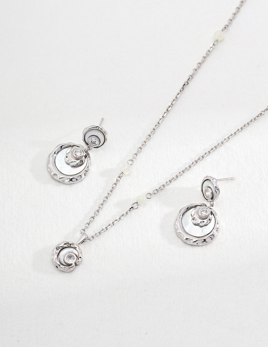 925 Sterling Silver Mother of Pearl and Cubic Zirconia Earrings, product view 7