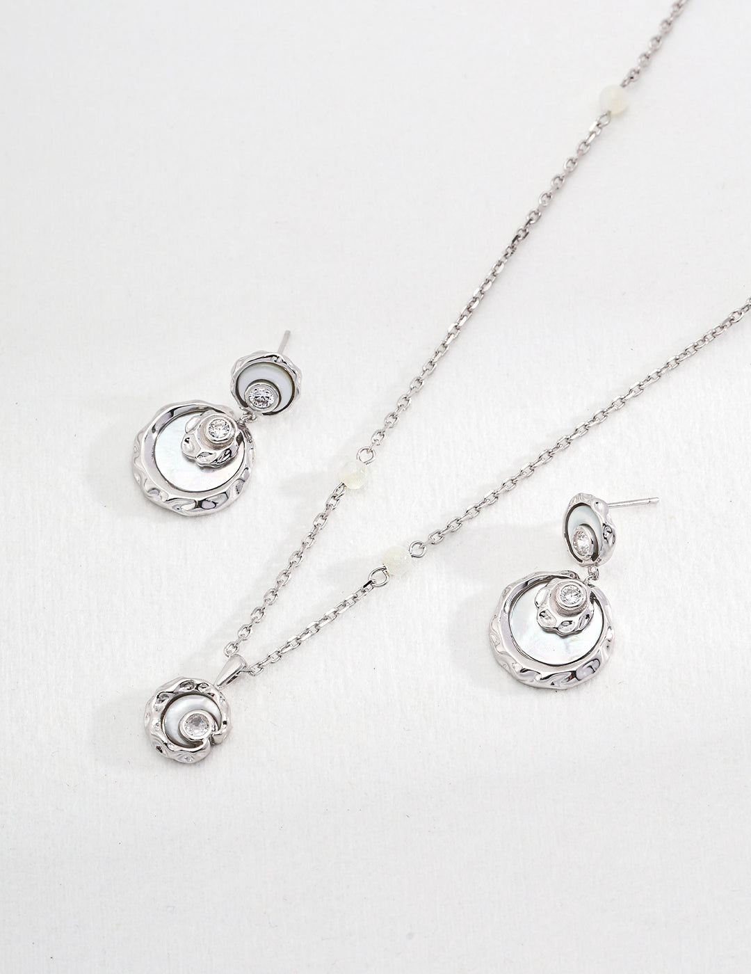 925 Sterling Silver Mother of Pearl and Cubic Zirconia Necklace, product view 8