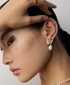 925 Sterling Silver Vintage Natural Natural Baroque Pearl Earrings, product view 10