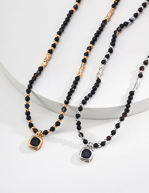 925 Sterling Silver Black Agate Necklace, product view 7