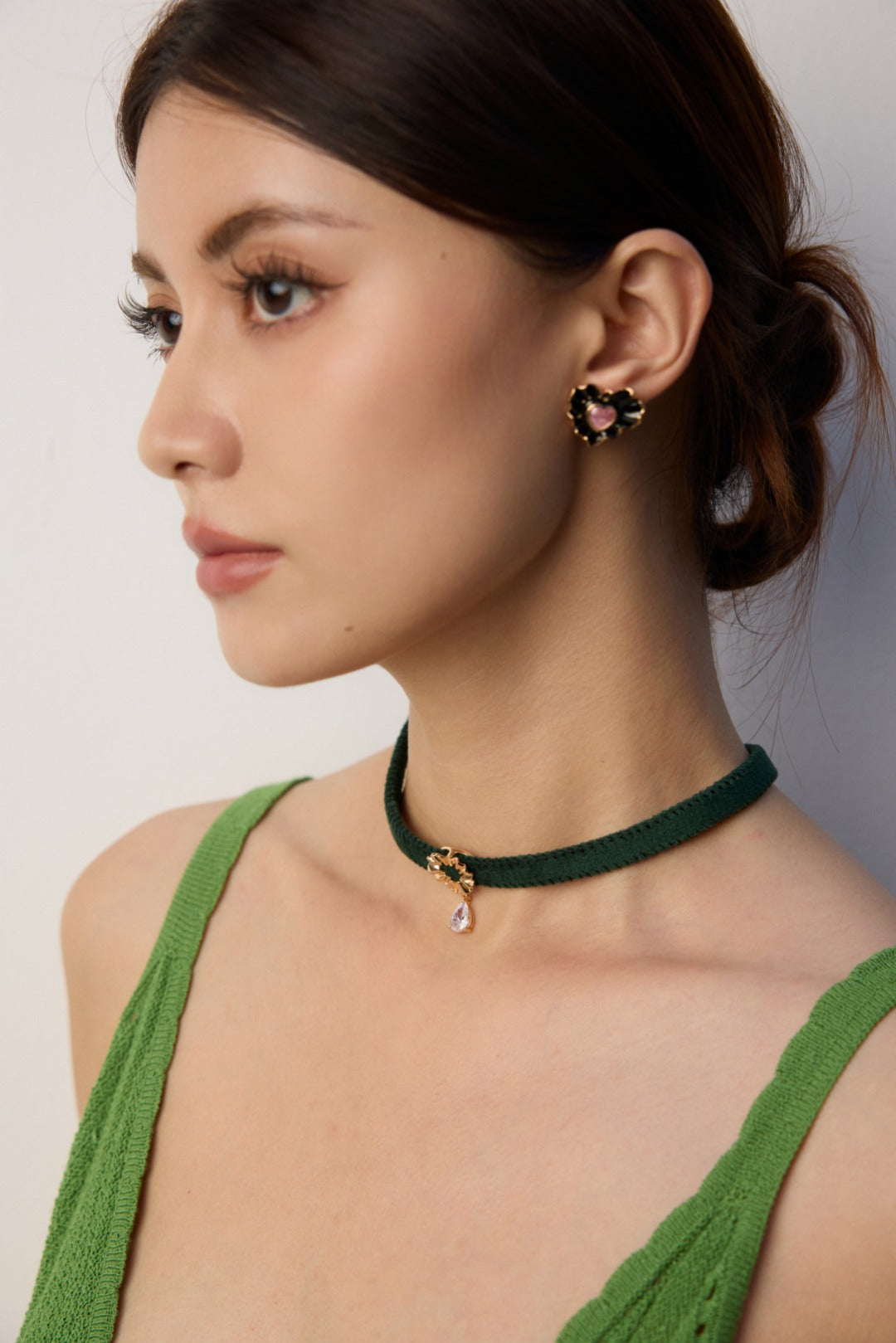 925 Sterling Silver Heart Drip Glaze and Cubic Zirconia Earrings, product view 8