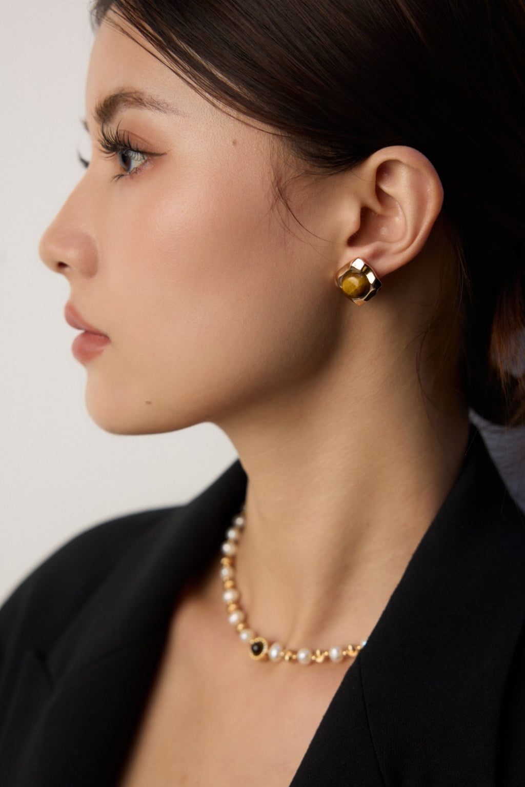 925 Sterling Silver Natural Tiger’s Eye Earrings, product view 8