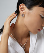 925 Sterling Silver Cubic Zirconia Heart Pendant Earrings