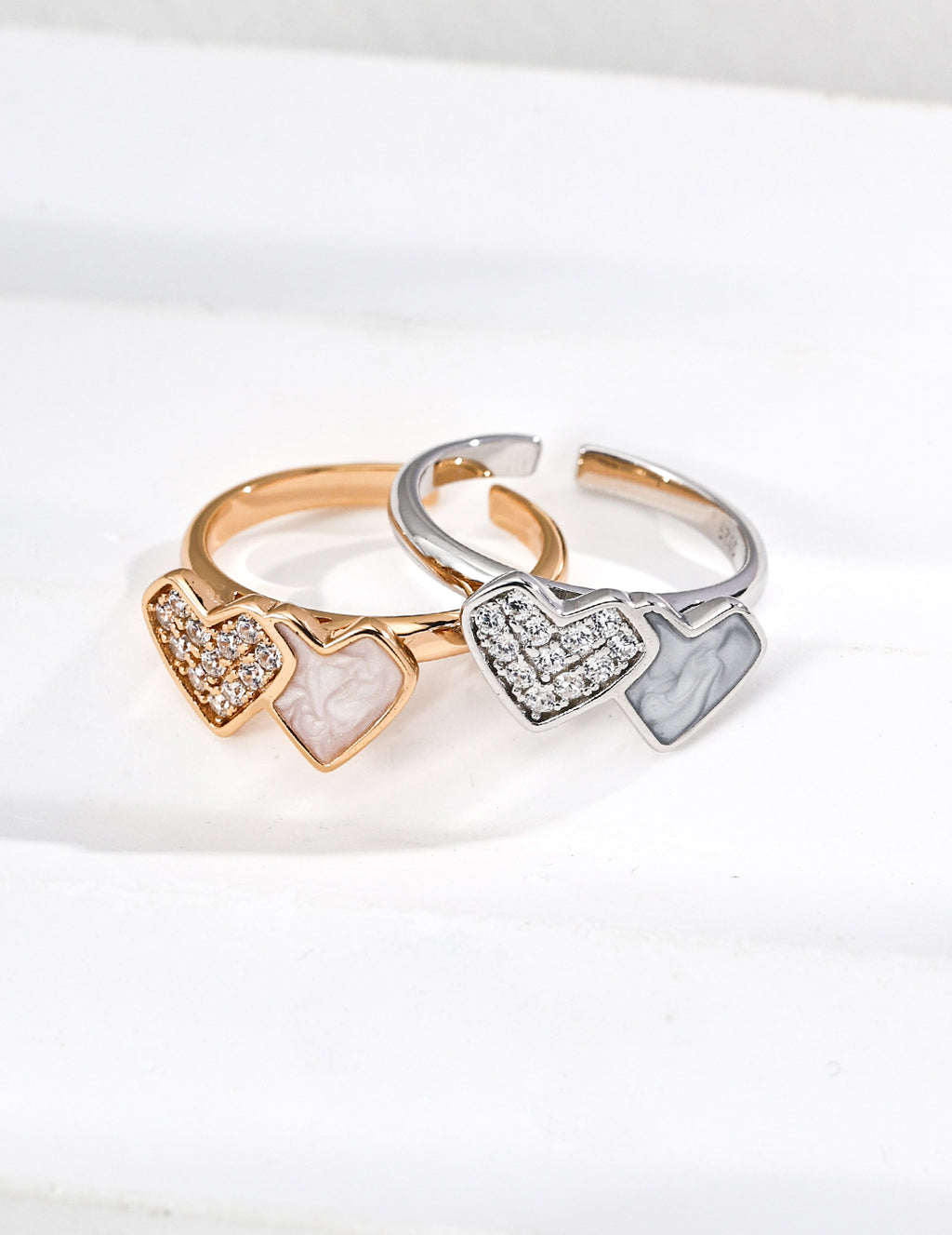 925 Sterling Silver Enamel and Cubic Zirconia Heart Pendant Earrings