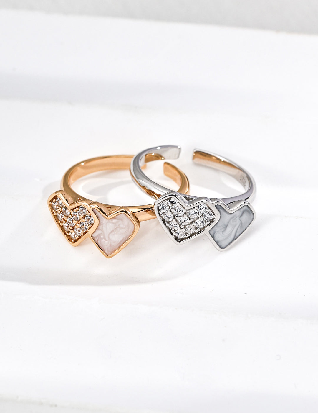 925 Sterling Silver Enamel and Cubic Zirconia Heart Pendant Earrings