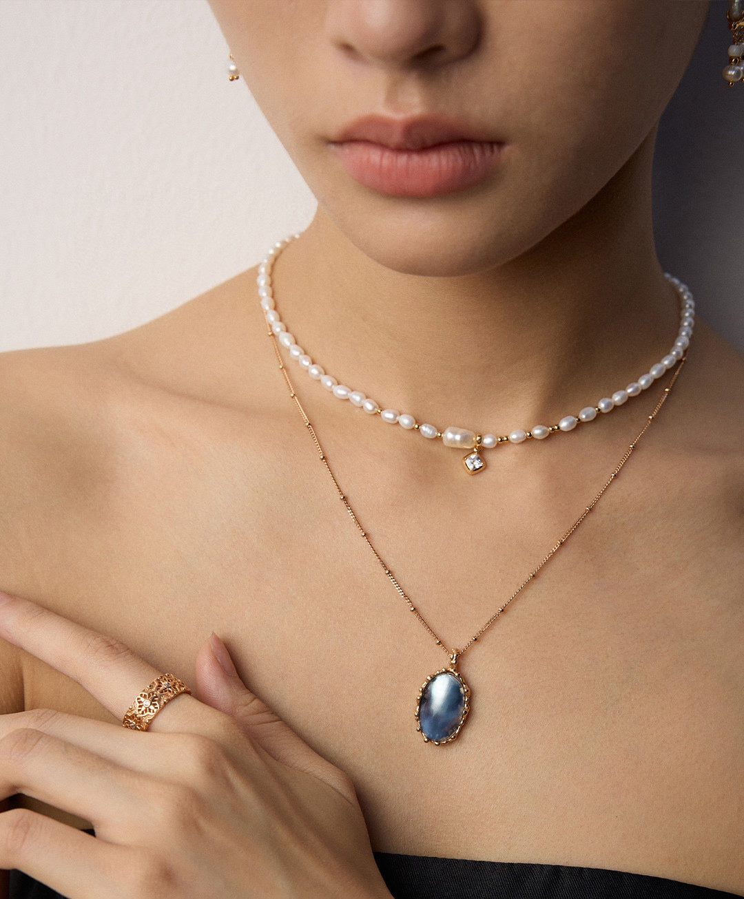 925 Sterling Silver Mabe Pearl Necklace, product view 11