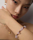 925 Sterling Silver Amethyst and Cubic Zirconia Bracelet in vintage gold and purple amethyst, product view 11