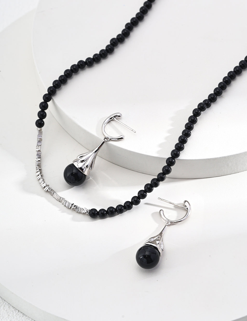 925 Sterling Silver Black Agate Necklace, product view 8