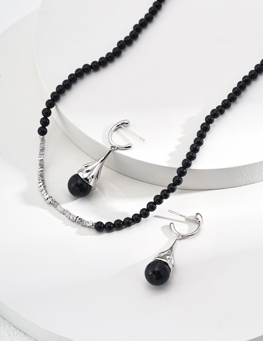 925 Sterling Silver Black Agate Necklace, product view 8
