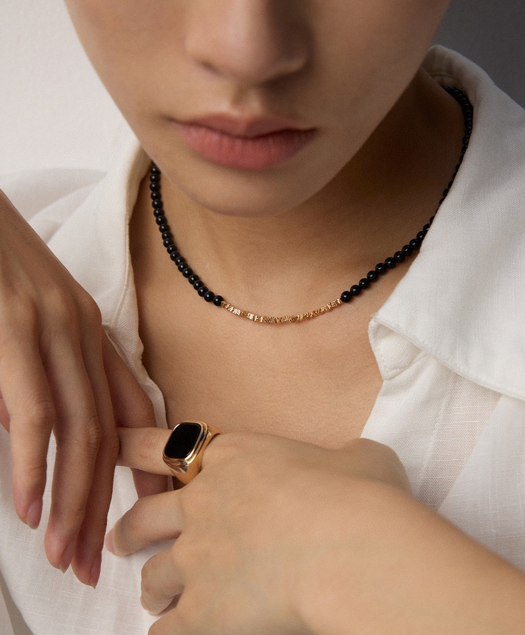925 Sterling Silver Black Agate Necklace, product view 13