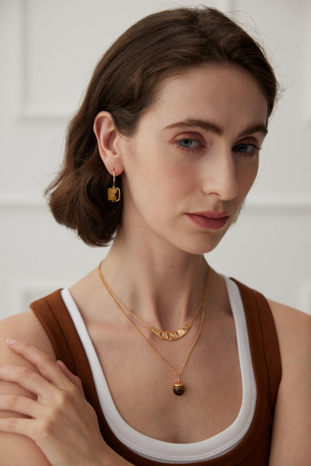 925 Sterling Silver Tiger’s Eye and Shell Pearl Necklace, product view 8